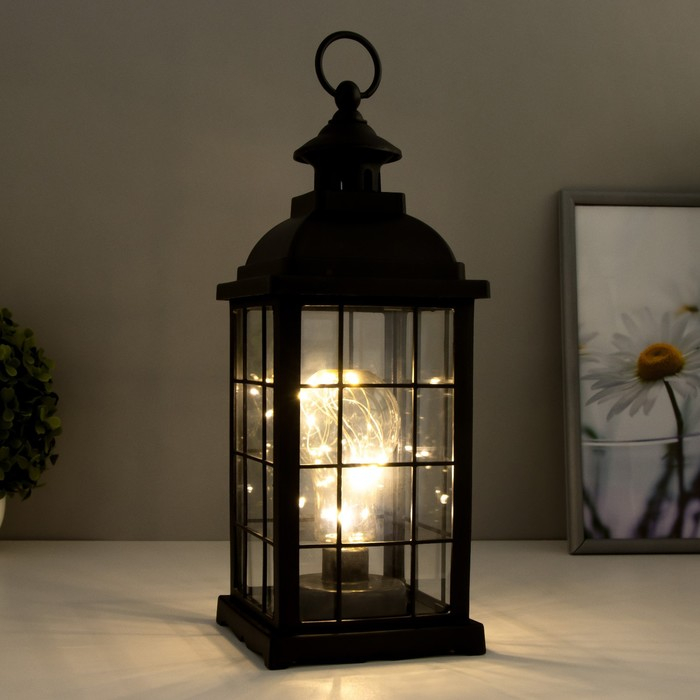 Ночник Ночник "Фонарь и светлячки" чёрная от батареек 3ААА 35х13,5х13,5см RISALUX