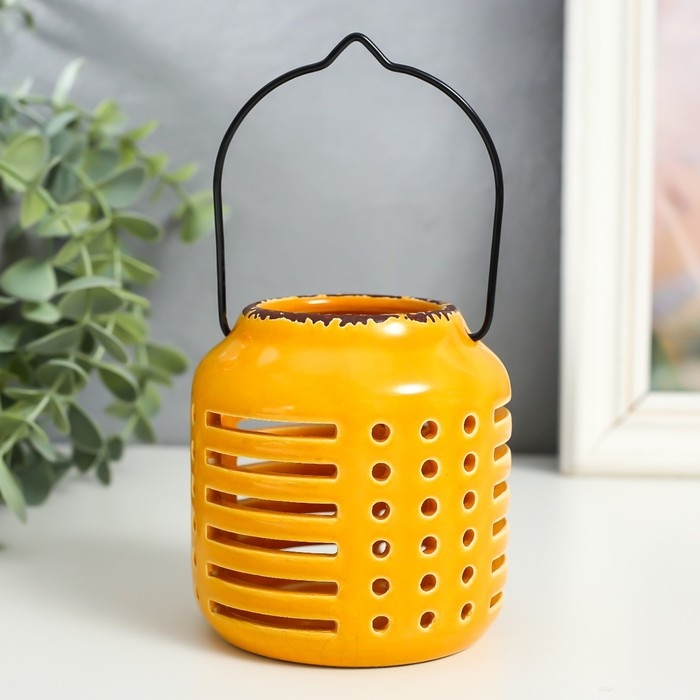 Подсвечник керамика на 1 свечу Подсвечник керамика на 1 свечу "Фонарь. Полосы и точки" МИКС 8х8х9 см