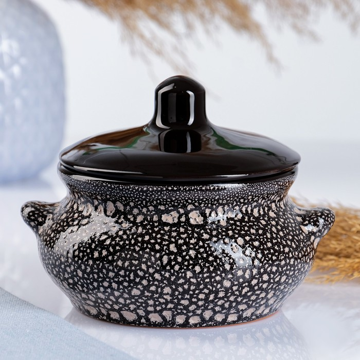 Горшок керамический для запекания  Горшок керамический для запекания "Лакомка" 0,5л / 13х9,5см, мрамор