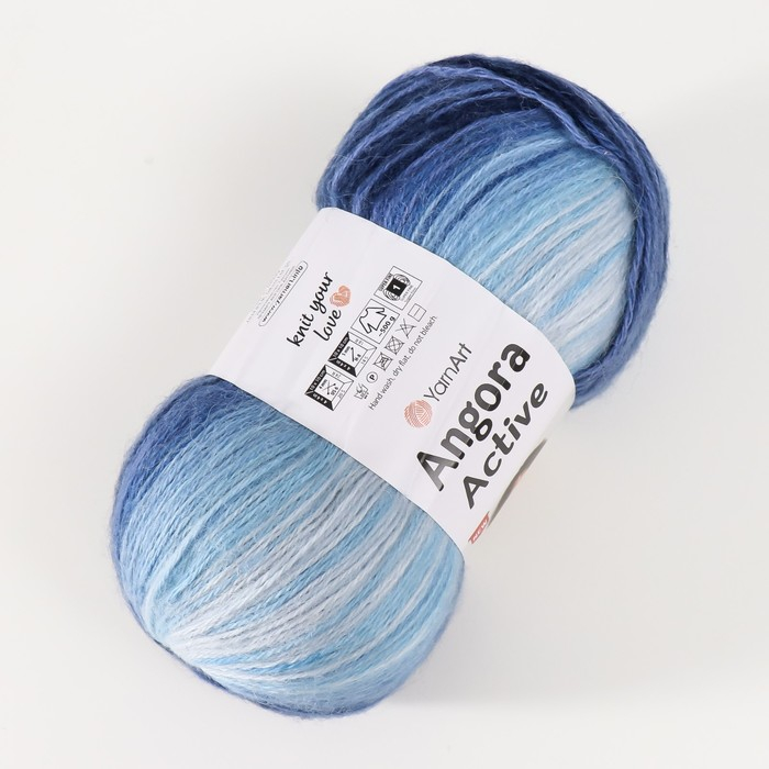 Пряжа  Пряжа "Angora Active" 20% шерсть, 80% акрил 500м/100гр (842 син-гол-бел)