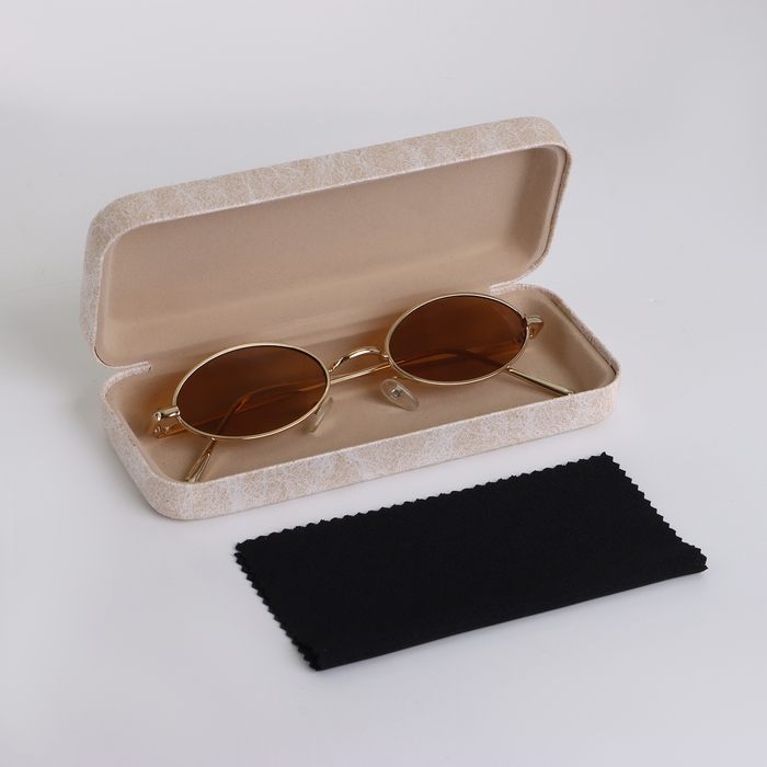 Футляр для очков на хлопушке, длина 15 см, цвет бежевый Футляр для очков на хлопушке, длина 15 см, цвет бежевый