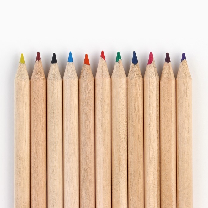 Цветные карандаши в тубусе, 12 шт. мини деревянные, заточенные «Розовый»