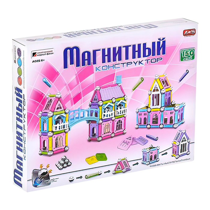 Конструктор магнитный «Построй свой дом», 150 деталей Конструктор магнитный «Построй свой дом», 150 деталей