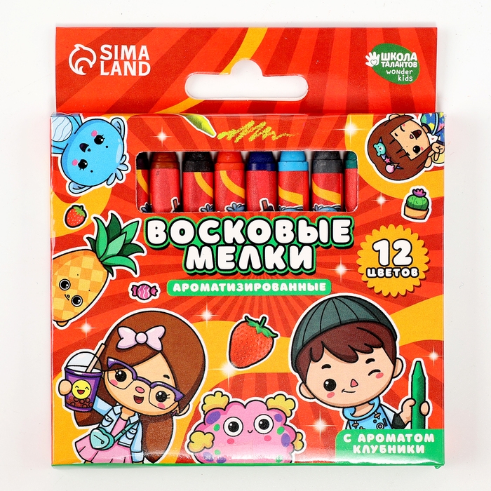 Восковые мелки - карандаши ароматизированные «Красим вместе», 12 цветов Восковые мелки - карандаши ароматизированные «Красим вместе», 12 цветов