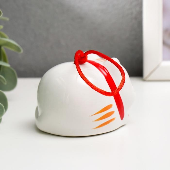 Сувенир керамика колокольчик Сувенир керамика колокольчик "Манэки-нэко лежит" 5,7х5,5х5 см