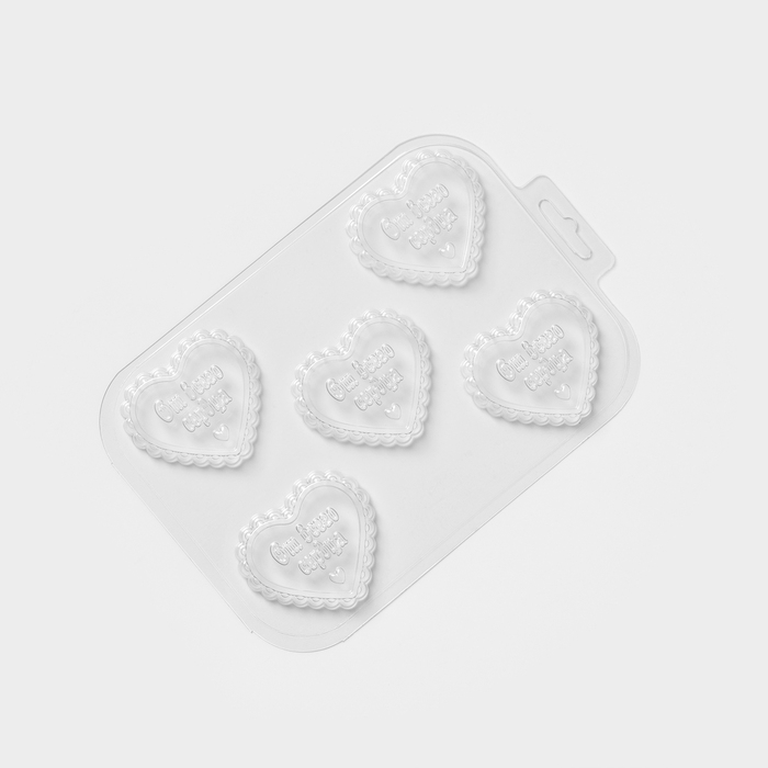 Форма для шоколада и конфет пластиковая «Сердечный порыв», 6×6,8×0,77 см, цвет прозрачный Форма для шоколада и конфет пластиковая «Сердечный порыв», 6×6,8×0,77 см, цвет прозрачный