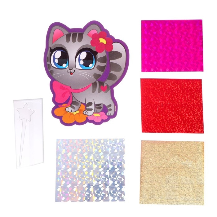 Аппликация фольгой «Маленький котёнок» Аппликация фольгой «Маленький котёнок»