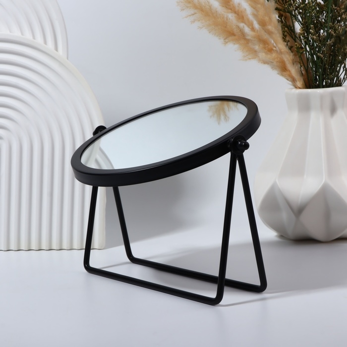 Зеркало настольное «Богема», d зеркальной поверхности 14,5 см, цвет чёрный