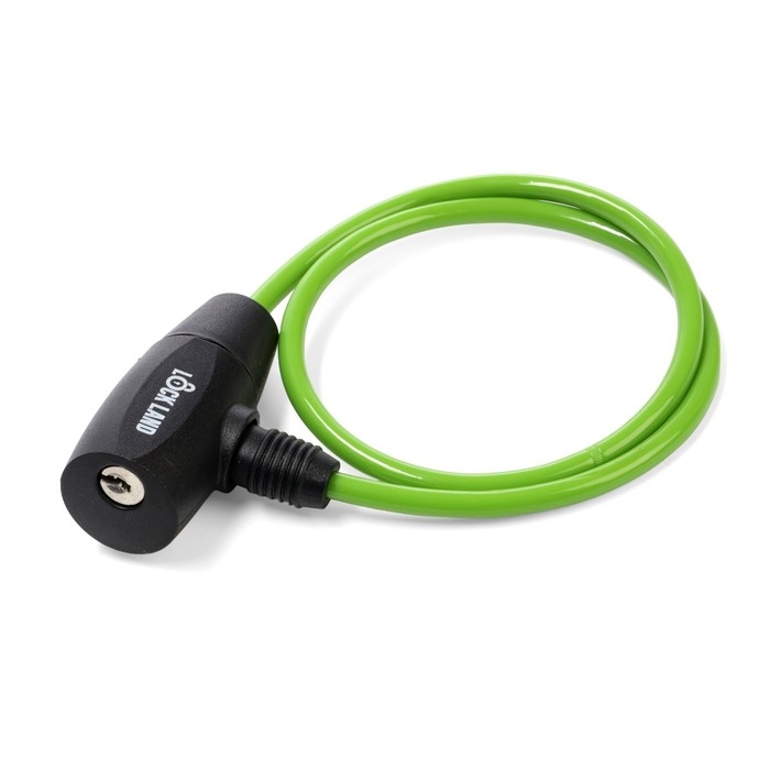 Замок навесной велосипедный LOCKLAND, 6х650 мм, перфорированный ключ, зеленый