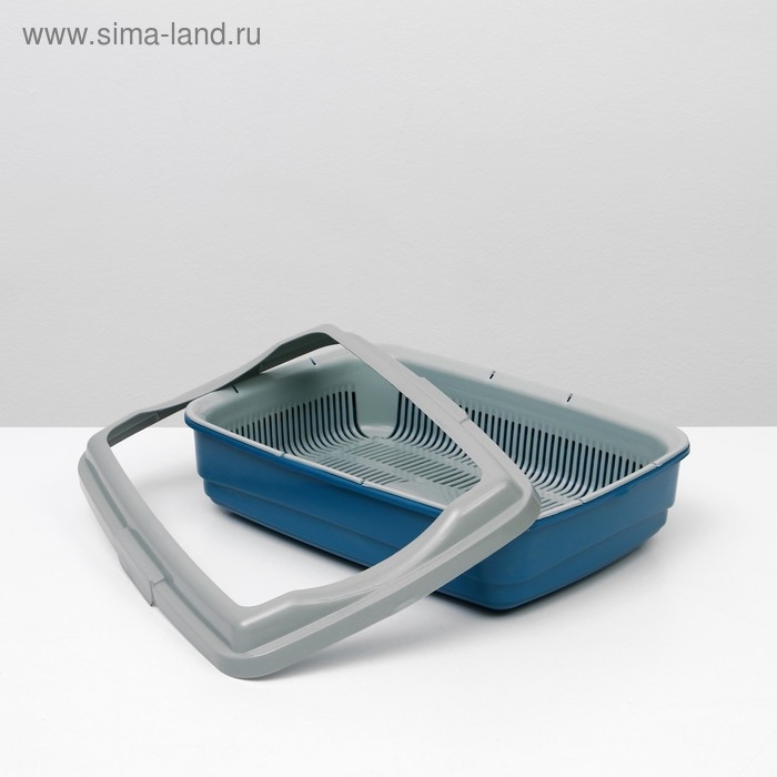 Лоток большой с сеткой и бортиком Atlantis  Лоток большой с сеткой и бортиком Atlantis "Стандарт", 43 х 33 х 12,5 см, синий,