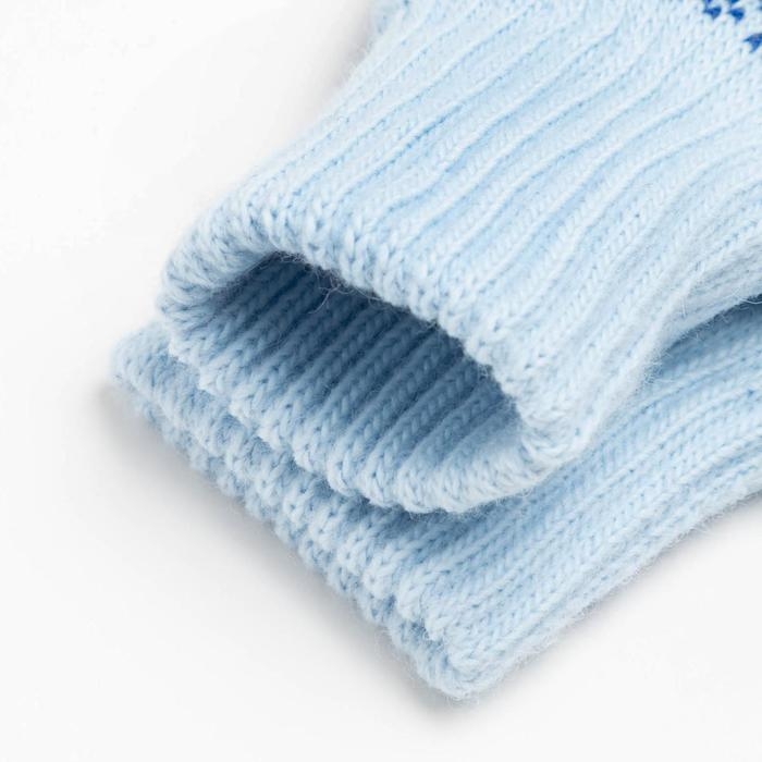 Новый год. Варежки двойные детские, цвет голубой, размер 10 (0-3 года)