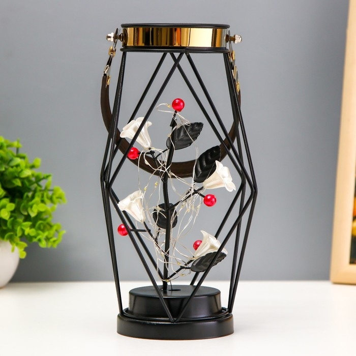 Ночник Ночник "Цветы" LED от батареек ААА чёрный 16х16х25 см RISALUX