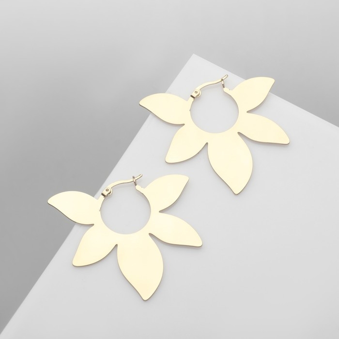 Серьги металл «Листья» этнос, цвет золото Серьги металл «Листья» этнос, цвет золото