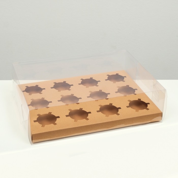 Коробка на 12 капкейков, крафт, 34.7 × 26.3 × 10 см Коробка на 12 капкейков, крафт, 34.7 × 26.3 × 10 см