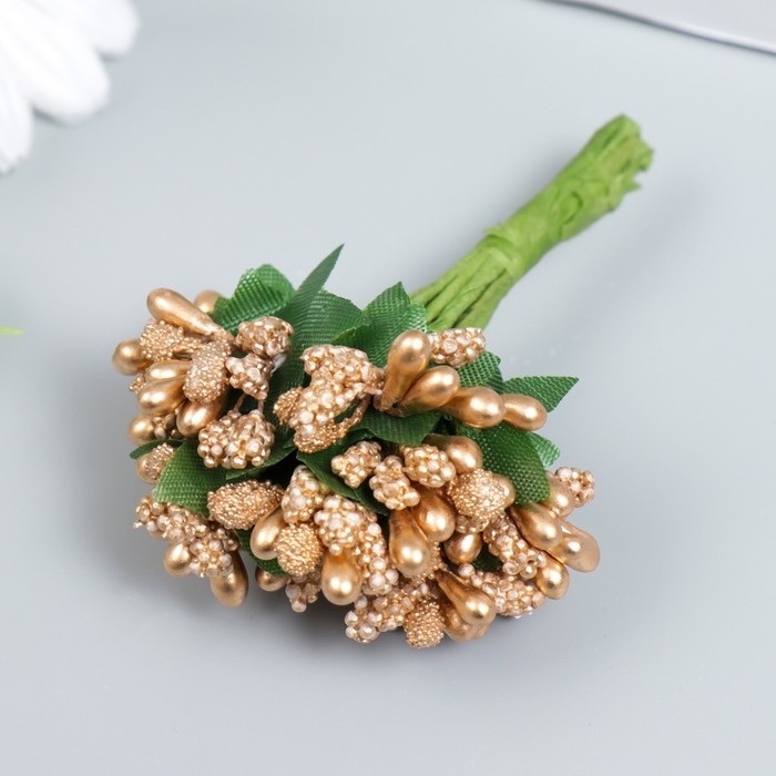 Цветы для декорирования Цветы для декорирования "Соцветие" золотой 1 букет=12 цветов 8,5 см