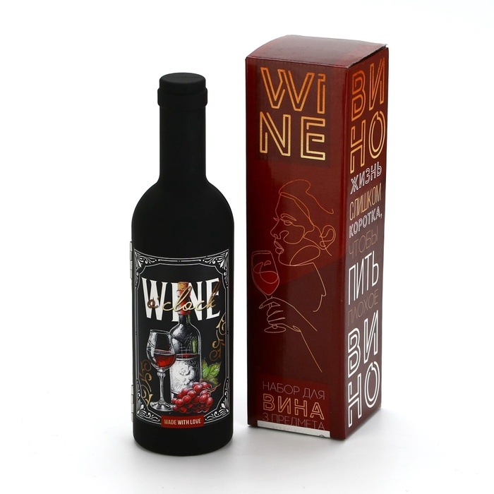 Подарочный набор для вина мини: аэратор, штопор, каплеуловитель для бутылки вина «Wine», 20 х 10 см Подарочный набор для вина мини: аэратор, штопор, каплеуловитель для бутылки вина «Wine», 20 х 10 см