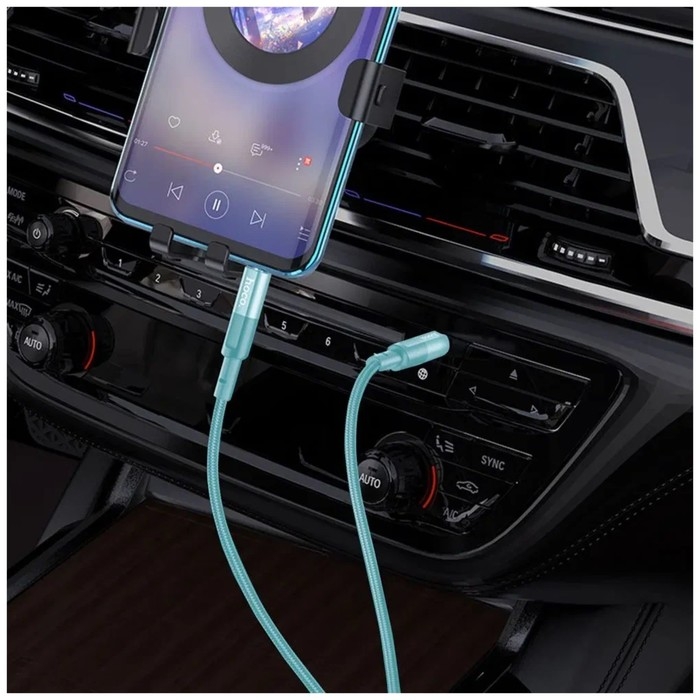 Кабель Hoco UPA25, Jack 3.5 мм (m) - Type-C, прозрачный, синий Кабель Hoco UPA25, Jack 3.5 мм (m) - Type-C, прозрачный, синий