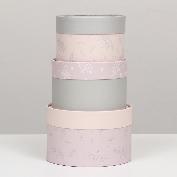 Набор шляпных коробок 3 в 1 Набор шляпных коробок 3 в 1 "Пастель", завальцованная, 16 х 10, 14 х 9, 13 х 8,5 см