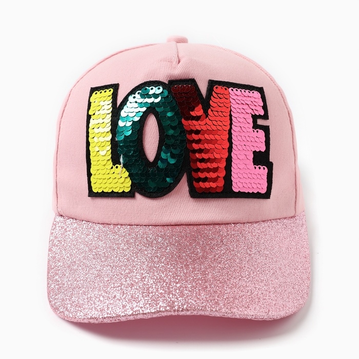 Кепка для девочки MINAKU "LOVE" цвет розовый, р-р 52