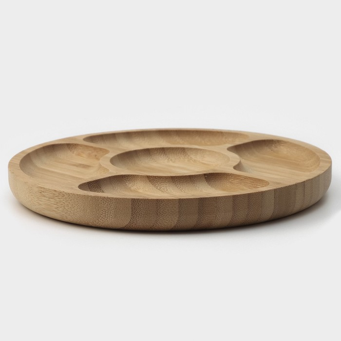 Менажница Доляна Striata, d=19,5 см, 5 секций, бамбук