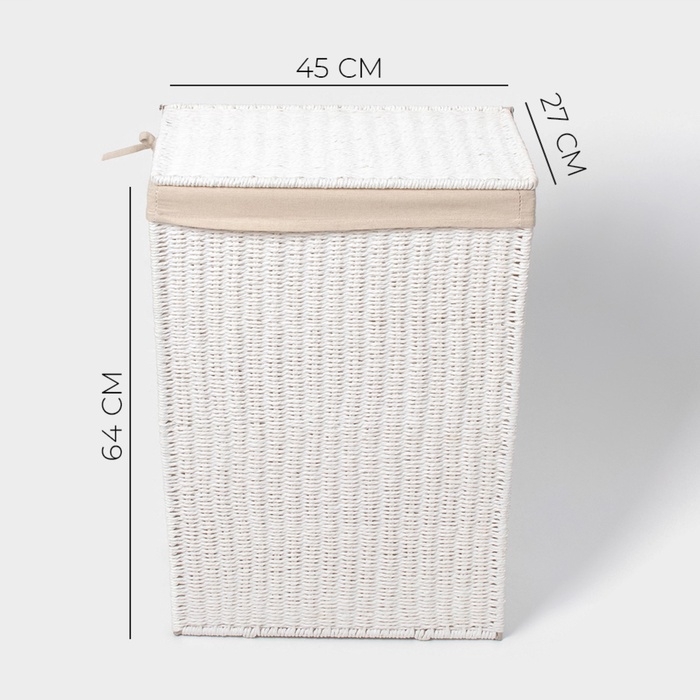 Корзина для белья LaDо́m «Классика», прямоугольная, 45×27×64 см, белая Корзина для белья LaDо́m «Классика», прямоугольная, 45×27×64 см, белая