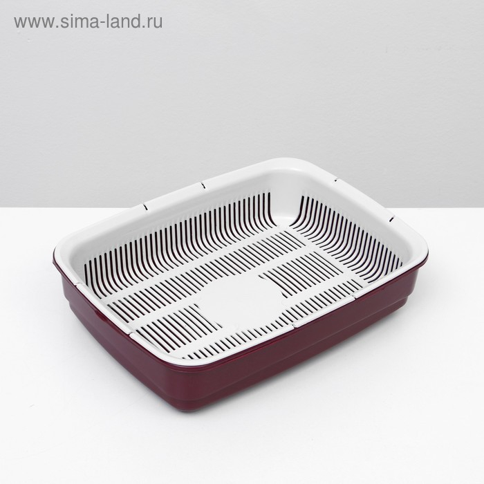 Лоток большой с сеткой Atlantis  Лоток большой с сеткой Atlantis "Стандарт", 42 х 31 х 10 см, красный,