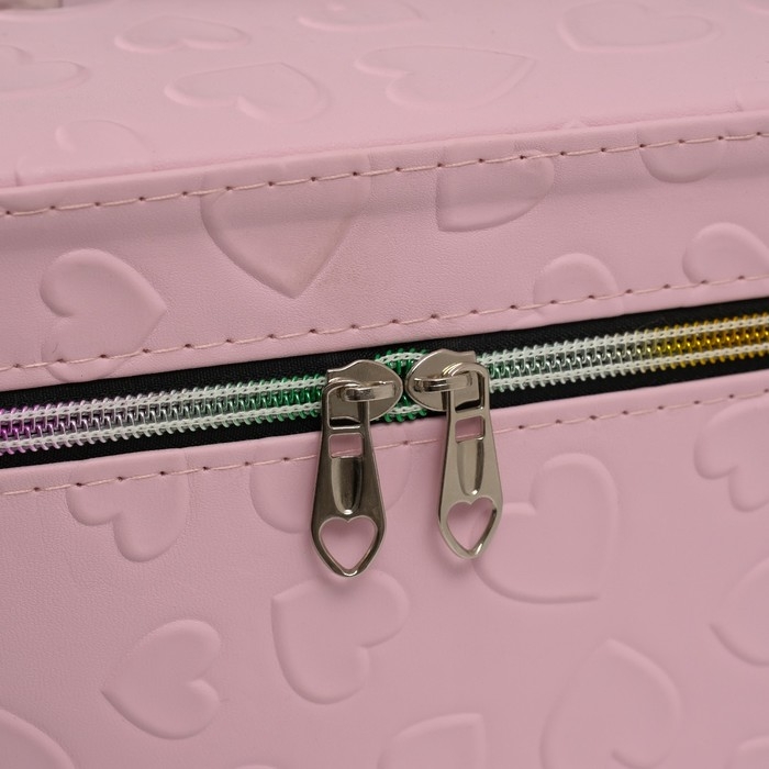 Шкатулка кожзам с зеркалом Шкатулка кожзам с зеркалом "Сердца" св-розовая набор 3 шт 19х10,5х10,5 21х13х14 15х23х17 см