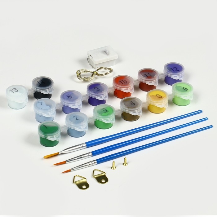 Новогодняя картина по номерам с подрамником и гирляндой «Подготовка к Новому году», 20 х 30 см Новогодняя картина по номерам с подрамником и гирляндой «Подготовка к Новому году», 20 х 30 см