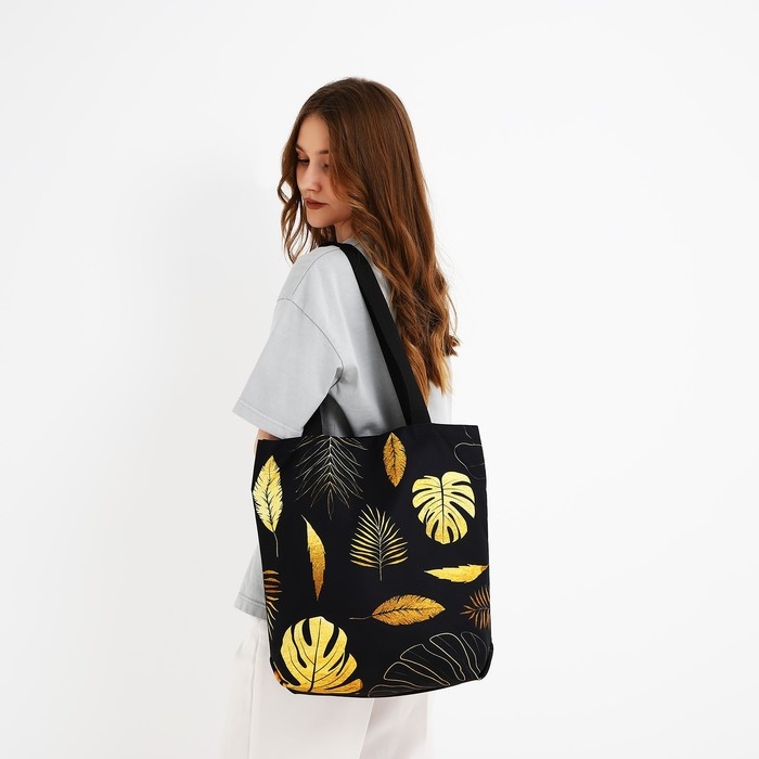 Шопер Шопер "Листья", 40х12х38 см, цвет чёрный