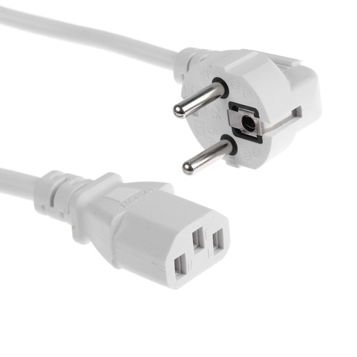 Кабель питания Luazon KDGN-005, Schuko - C13, 10 А, 3 м, 3-х жильный, белый Кабель питания Luazon KDGN-005, Schuko - C13, 10 А, 3 м, 3-х жильный, белый