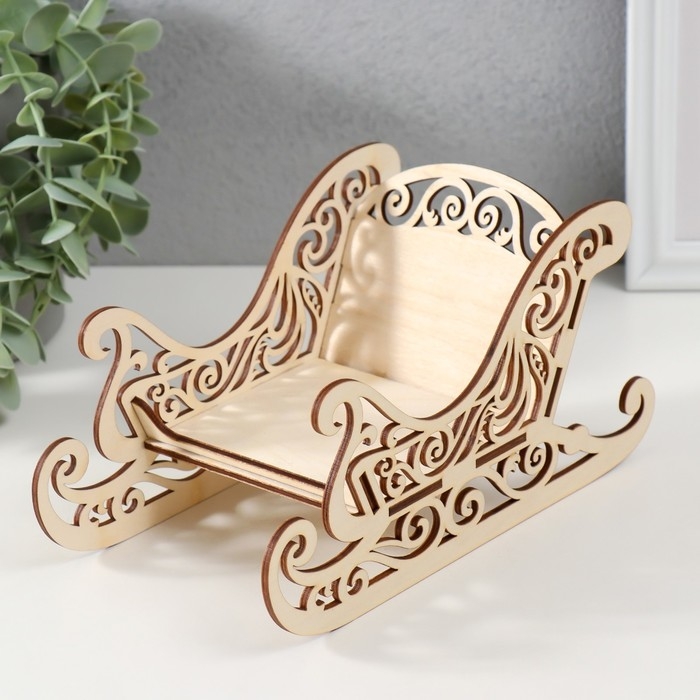 Шкатулка-сани  Шкатулка-сани "Узор" 21х10х10,5 см (набор 5 деталей)