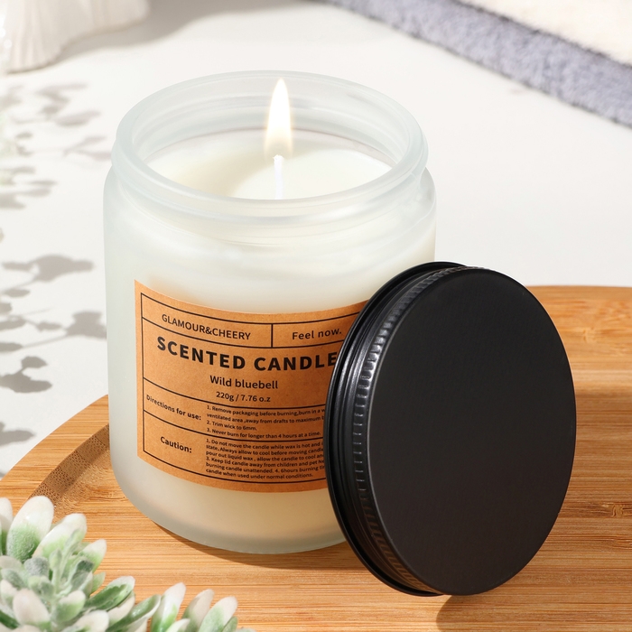 Свеча ароматическая в банке  Свеча ароматическая в банке "AmeHome", 220 г, ветряные колокольчики, в тубусе