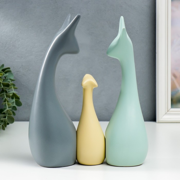 Сувенир керамика Сувенир керамика "Семья жирафиков" пастель матовый набор 3 шт 15х5 25х7 25,5х9 см