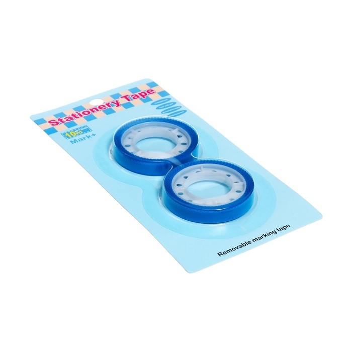 Набор 2 штуки, клейкая лента текстовыделительная (отклеиваемая) 75 мм х 10м, синий Набор 2 штуки, клейкая лента текстовыделительная (отклеиваемая) 75 мм х 10м, синий