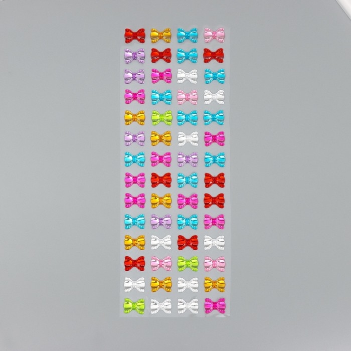 Наклейка пластик стразы Наклейка пластик стразы "Милые бантики" 10,5х32 см, МИКС