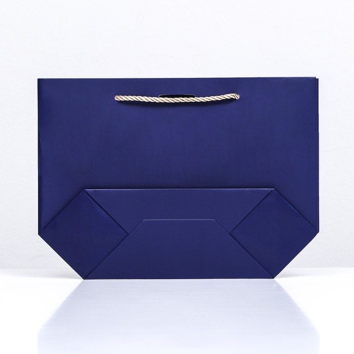 Пакет подарочный с лентой 19 х 20 х 9 см Пакет подарочный с лентой 19 х 20 х 9 см "Синий"