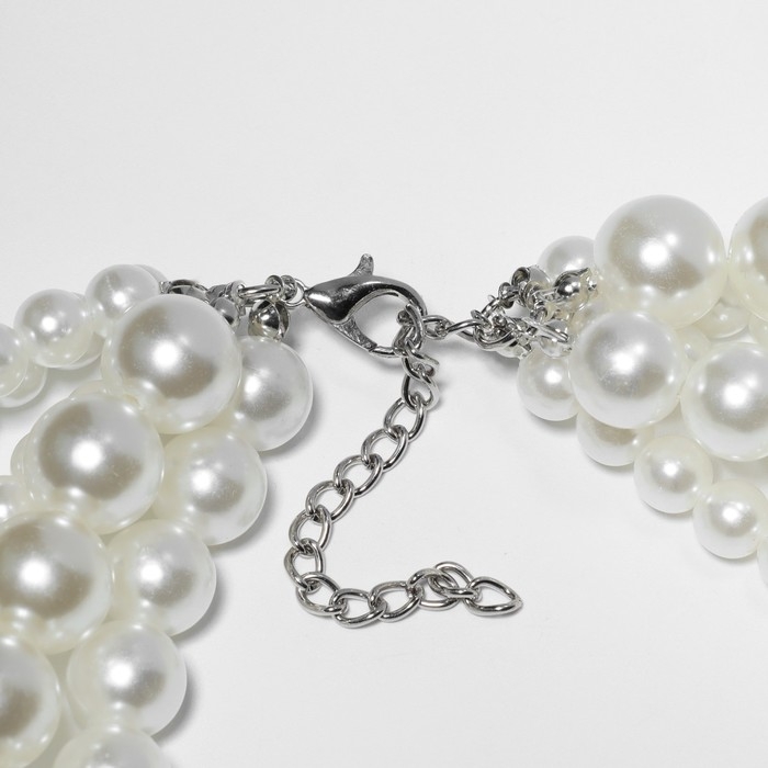 Бусы «Жемчужный каскад», 5 нитей, бусины №8, 12, 14, цвет молочный в серебре, 70 см
