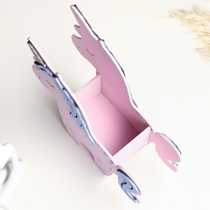 Кашпо деревянное 21.5×7×21 см уникальное  Кашпо деревянное 21.5×7×21 см уникальное "Единорог", розовый сиреневый