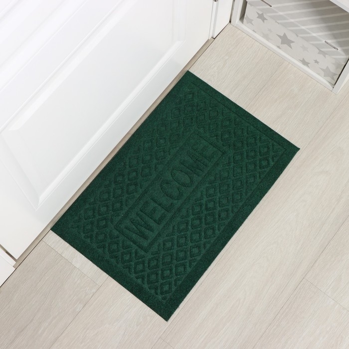 Коврик придверный Доляна Welcome, ромбы, влаговпитывающий, без окантовки, 38&times;58 см, цвет МИКС