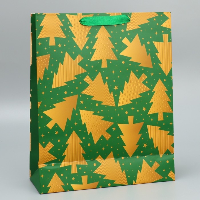 Пакет подарочный новогодний «Елочки» 32 х 26 х 10 см, Новый год Пакет подарочный новогодний «Елочки» 32 х 26 х 10 см, Новый год