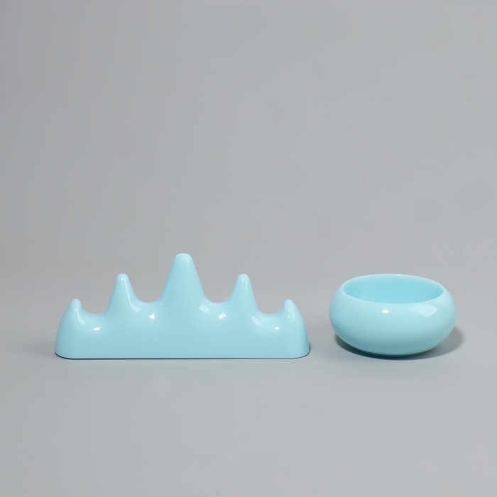 Подставка для маникюрных кистей и баночка для ликвида, цвет голубой Подставка для маникюрных кистей и баночка для ликвида, цвет голубой