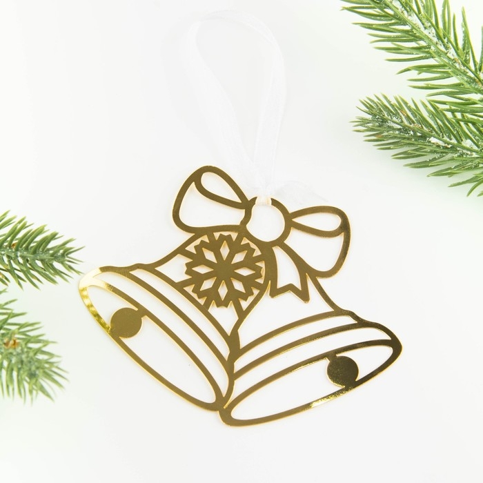 Ёлочная игрушка новогодняя «Колокольчики», на Новый год, 9.8 х 7.9 см. Ёлочная игрушка новогодняя «Колокольчики», на Новый год, 9.8 х 7.9 см.