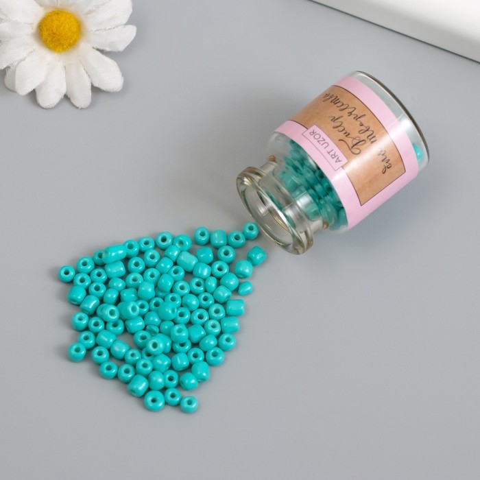 Бисер круглый 6/0 в бутылочке  Бисер круглый 6/0 в бутылочке "Бирюза" 2х20 гр набор 2 шт