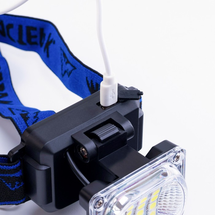 Фонарь налобный аккумуляторный  Фонарь налобный аккумуляторный "Мастер К", 5 Вт, 1200 мАч, 200 лм, 8.5 х 6 х 6 см, USB