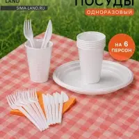 Набор одноразовой посуды Мистерия &laquo;Пикничок&raquo;, на 6 персон, пластик, МИКС
