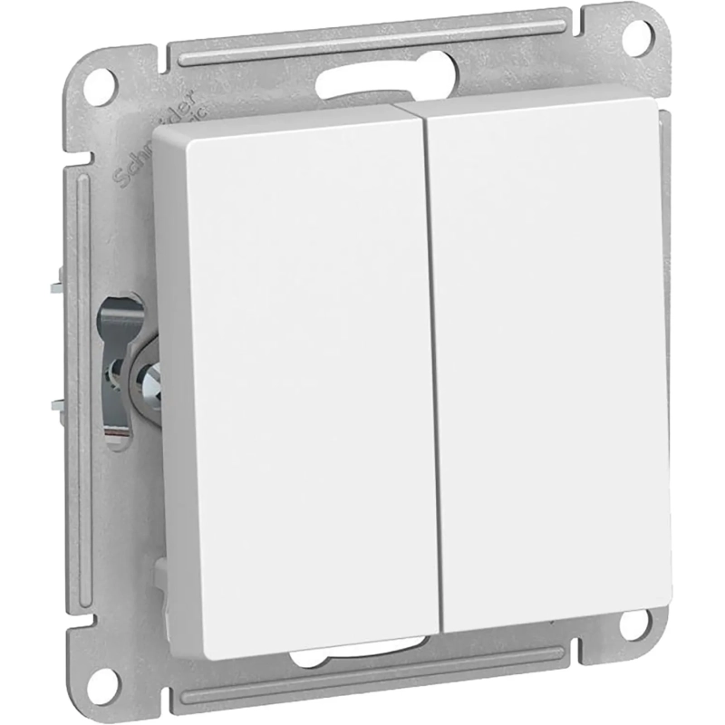 Выключатель двуклавишный Systeme ElectricAtlasDesign10А IP20 бел(ATN000151)