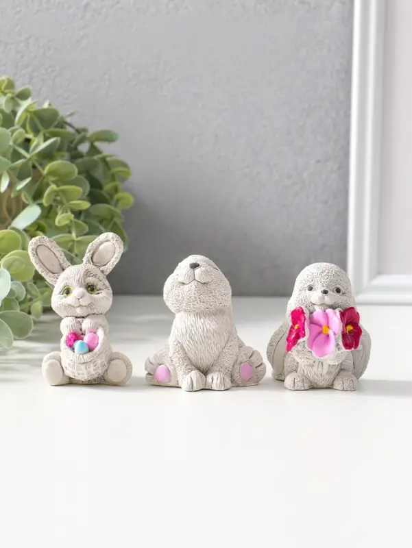 Статуэтки набор 3 шт "Весёлые кролики" 6х5 см