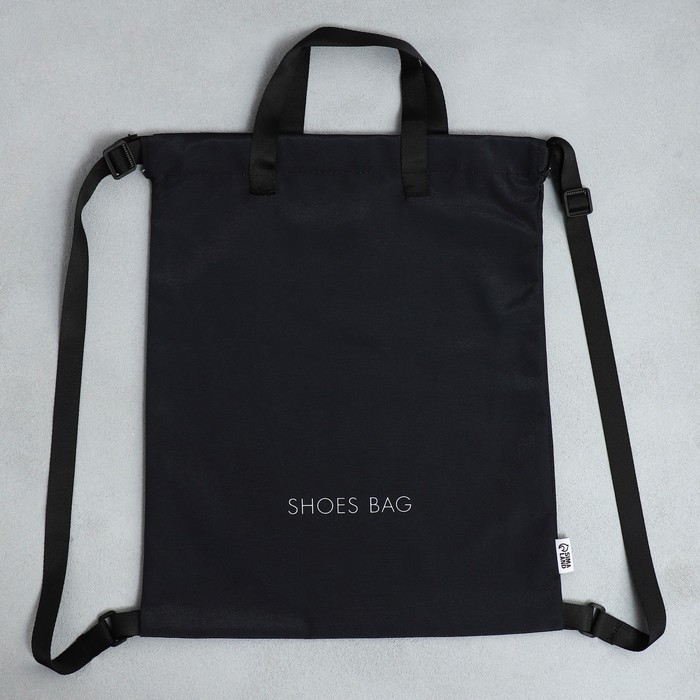 Мешок для обуви, чёрный, два вида ручек, текстиль 30×40 см Мешок для обуви, чёрный, два вида ручек, текстиль 30×40 см