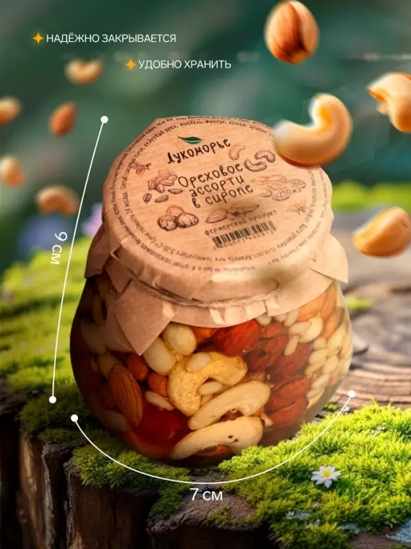 Ореховое ассорти Лукоморье в сиропе, 250 мл