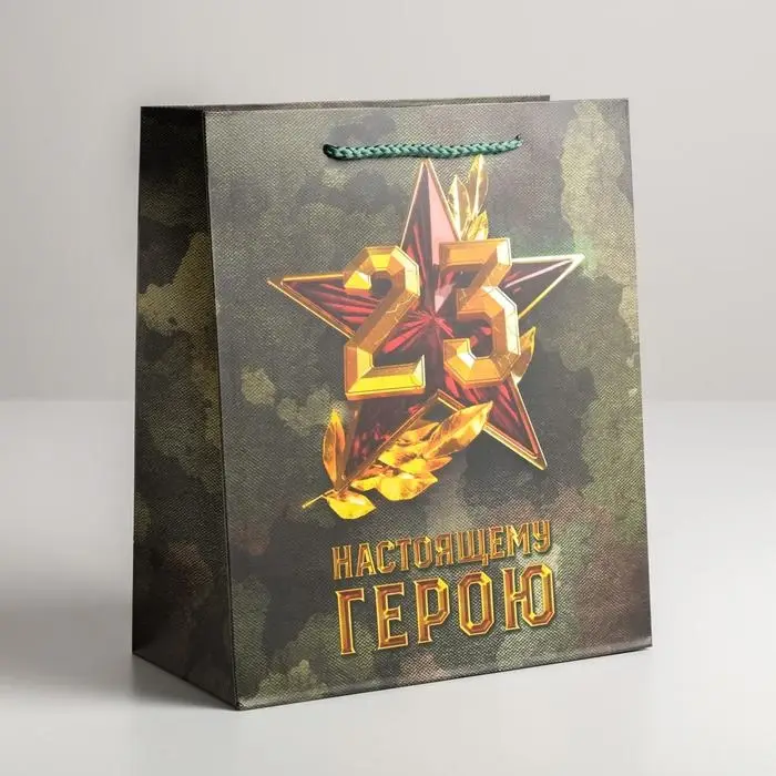 Пакет подарочный ламинированный, упаковка, «Настоящему герою», ML 23 х 27 х 11.5 см Пакет подарочный ламинированный, упаковка, «Настоящему герою», ML 23 х 27 х 11.5 см